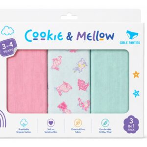 Organic Cotton Girl's panties 3 in 1 pack Ages 3-4